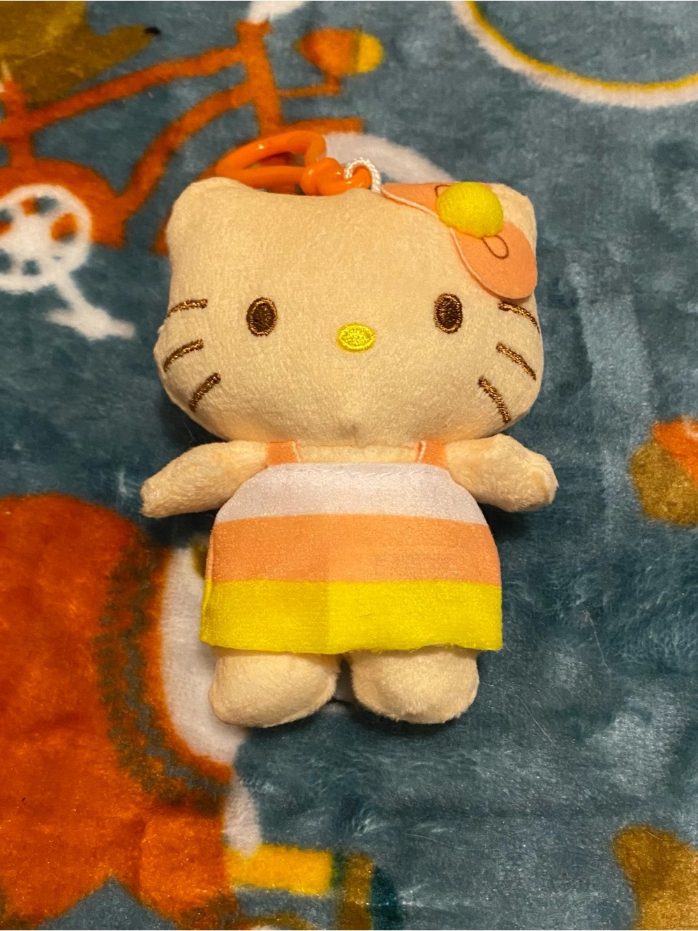 Sanrio Hello Kitty 4in Plush Clip-On Keychain Orange Candy Corn Dress 2021